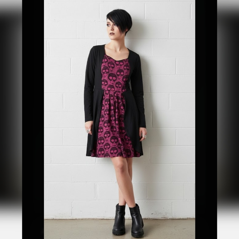 Rosegal Black Purple Dress Skull Lace Punk Goth Witchy Whimsigoth Grunge L